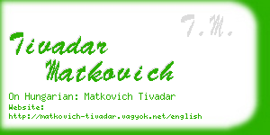 tivadar matkovich business card